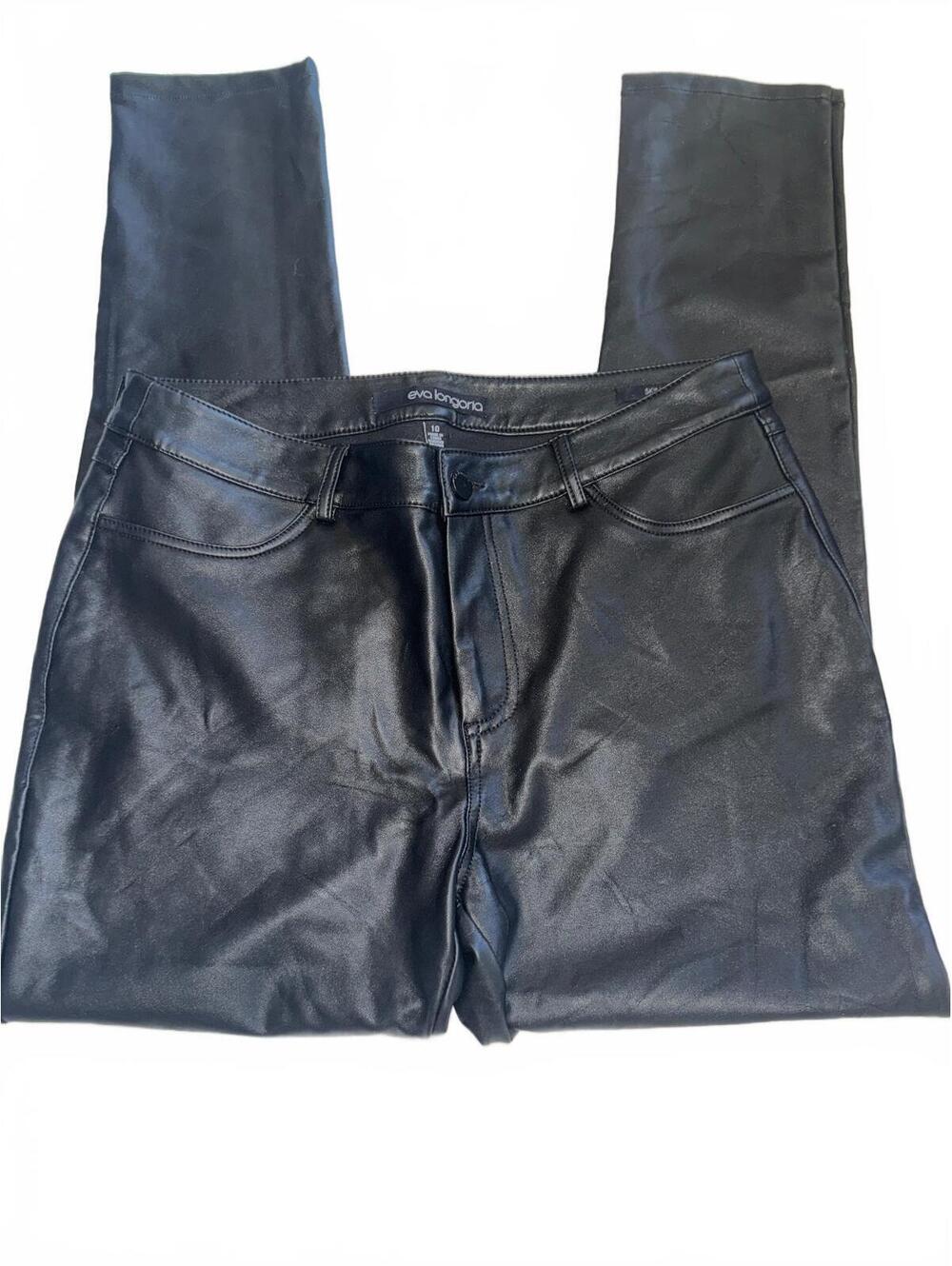 Eva Longoria Women's Black Faux Leather Pants Size 10